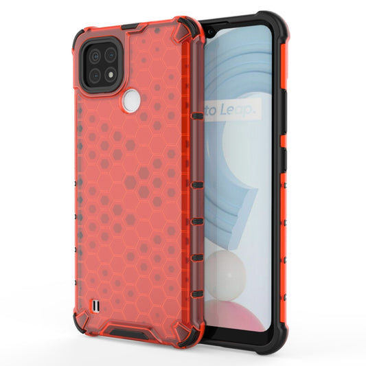 For OPPO Realme C21 Shockproof Honeycomb PC + TPU Case(Red) - Realme Cases by buy2fix | Online Shopping UK | buy2fix