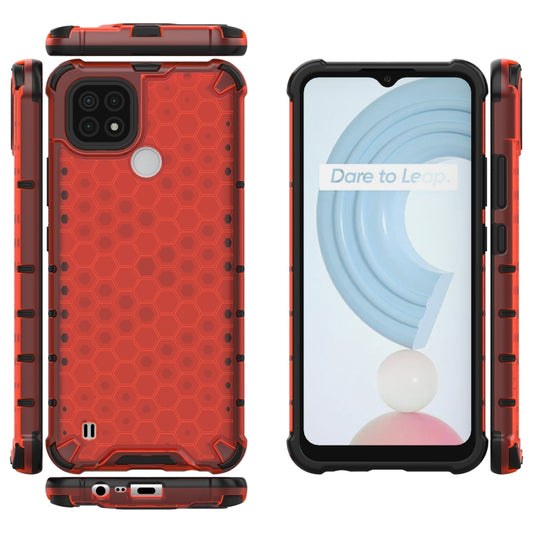 For OPPO Realme C21 Shockproof Honeycomb PC + TPU Case(Red) - Realme Cases by buy2fix | Online Shopping UK | buy2fix