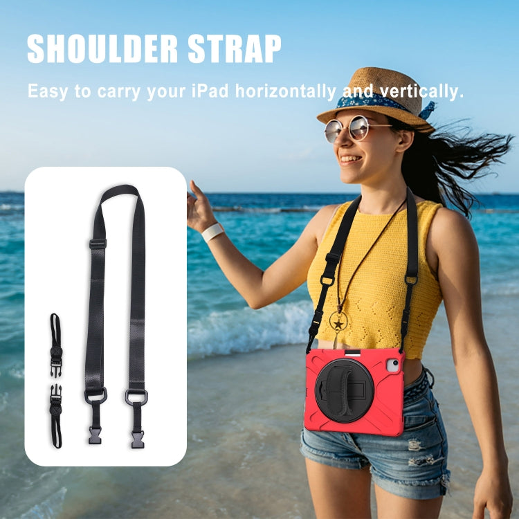 Shockproof Colorful Silicone + PC Protective Case with Holder & Shoulder Strap & Hand Strap For iPad Pro 11 2022 / 2021 / 2020 / 2018 /  Air 4 2020 (Red) - iPad Air (2022) / (2020) 10.9 Cases by buy2fix | Online Shopping UK | buy2fix