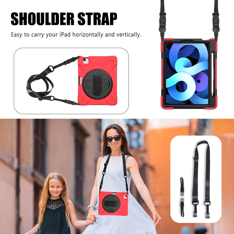 Shockproof Colorful Silicone + PC Protective Case with Holder & Shoulder Strap & Hand Strap For iPad Pro 11 2022 / 2021 / 2020 / 2018 /  Air 4 2020 (Red) - iPad Air (2022) / (2020) 10.9 Cases by buy2fix | Online Shopping UK | buy2fix