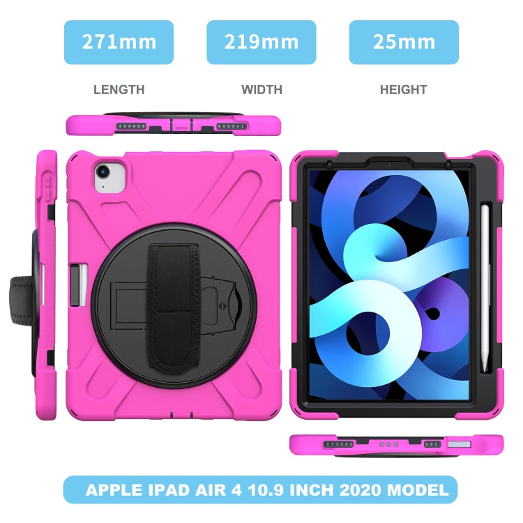 Shockproof Colorful Silicone + PC Protective Case with Holder & Shoulder Strap & Hand Strap For iPad Pro 11 2022 / 2021 / 2020 / 2018 /  Air 4 2020 (Rose Red) - iPad Air (2022) / (2020) 10.9 Cases by buy2fix | Online Shopping UK | buy2fix