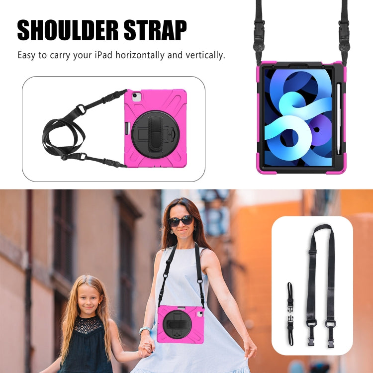 Shockproof Colorful Silicone + PC Protective Case with Holder & Shoulder Strap & Hand Strap For iPad Pro 11 2022 / 2021 / 2020 / 2018 /  Air 4 2020 (Rose Red) - iPad Air (2022) / (2020) 10.9 Cases by buy2fix | Online Shopping UK | buy2fix