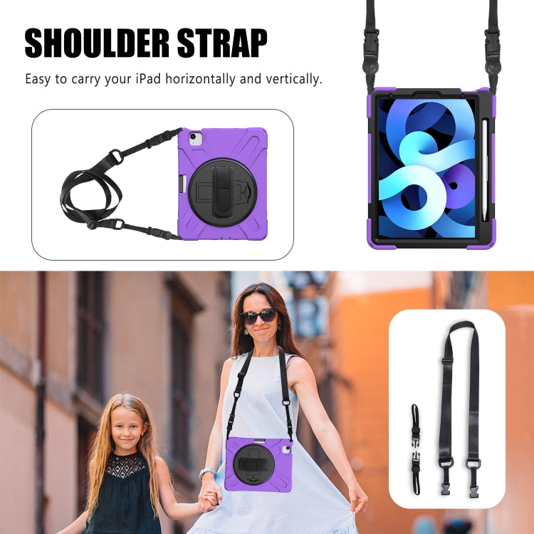 Shockproof Colorful Silicone + PC Protective Case with Holder & Shoulder Strap & Hand Strap For iPad Pro 11 2021 / 2020 / 2018 / 2022 / Air 4 2020 (Purple) by buy2fix