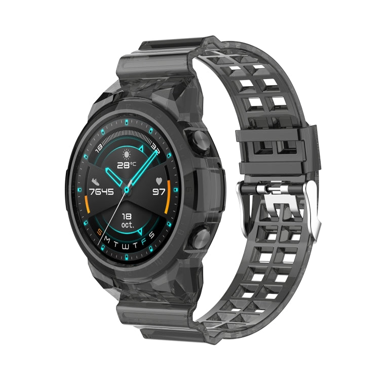 For Huawei Watch GT 2 46mm Silicone Integrated Translucent Watch Band(Black) by buy2fix