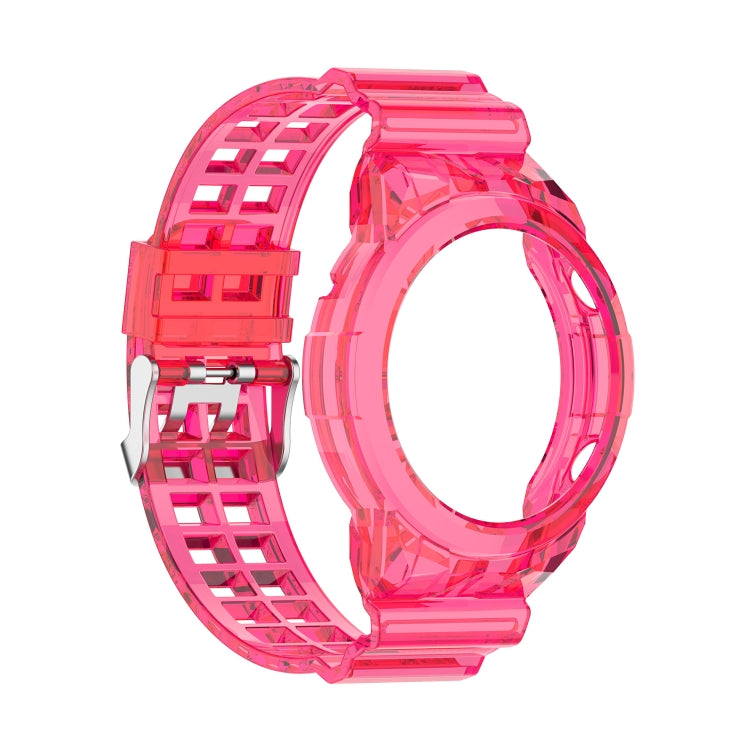 For Huawei Watch GT 2 46mm Silicone Integrated Translucent Watch Band (Rose Red) by buy2fix