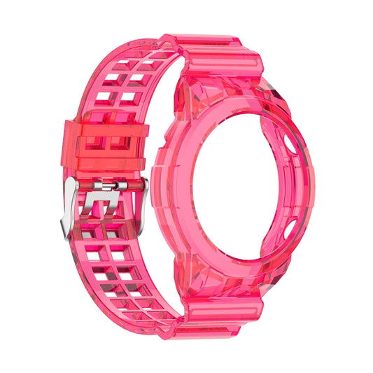 For Huawei Watch GT 2 46mm Silicone Integrated Translucent Watch Band (Rose Red) by buy2fix