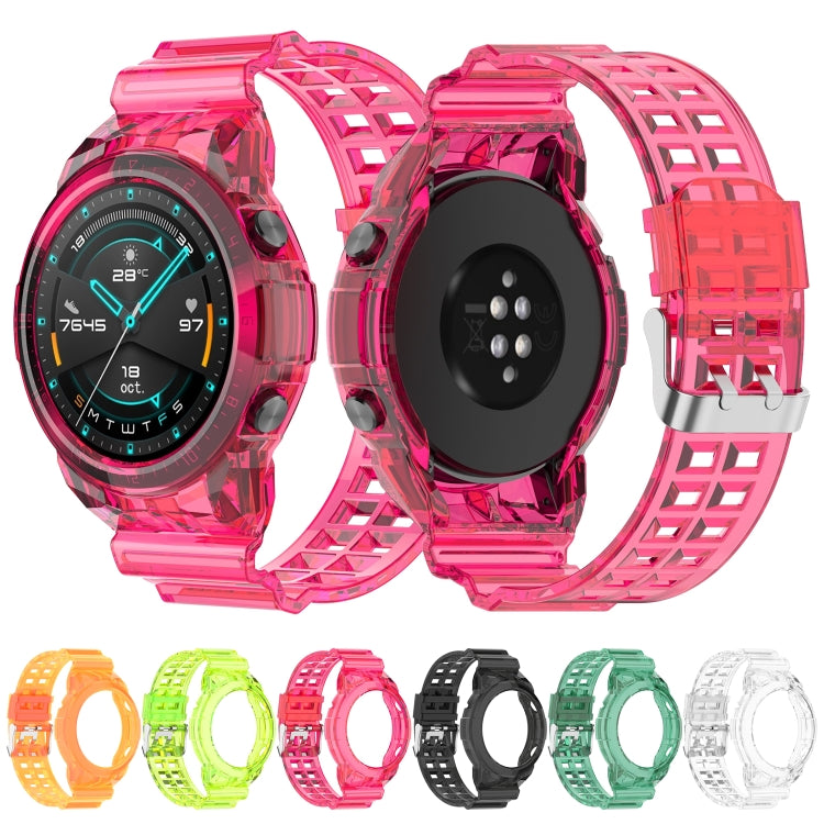 For Huawei Watch GT 2 46mm Silicone Integrated Translucent Watch Band (Rose Red) by buy2fix