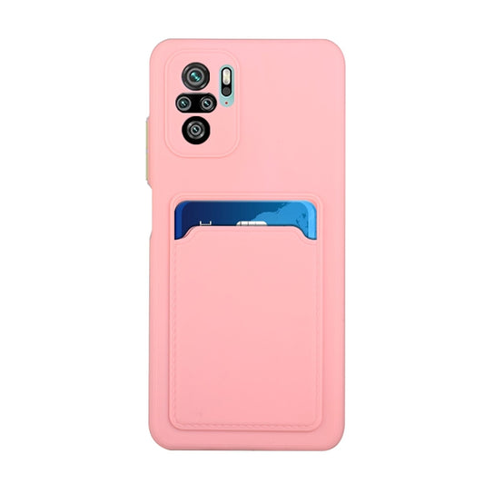 For Xiaomi Redmi Note 10 Card Slot Design Shockproof TPU Protective Case(Pink) - Xiaomi Cases by buy2fix | Online Shopping UK | buy2fix