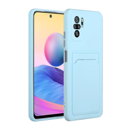 For Xiaomi Redmi Note 10 5G Card Slot Design Shockproof TPU Protective Case(Sky Blue) - Xiaomi Cases by buy2fix | Online Shopping UK | buy2fix