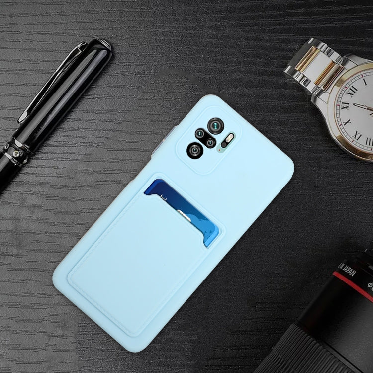 For Xiaomi Redmi Note 10 5G Card Slot Design Shockproof TPU Protective Case(Sky Blue) - Xiaomi Cases by buy2fix | Online Shopping UK | buy2fix