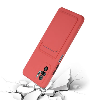 For Xiaomi Redmi Note 10 5G Card Slot Design Shockproof TPU Protective Case(Plum Red) - Xiaomi Cases by buy2fix | Online Shopping UK | buy2fix