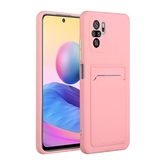 For Xiaomi Redmi Note 10 5G Card Slot Design Shockproof TPU Protective Case(Pink) by buy2fix