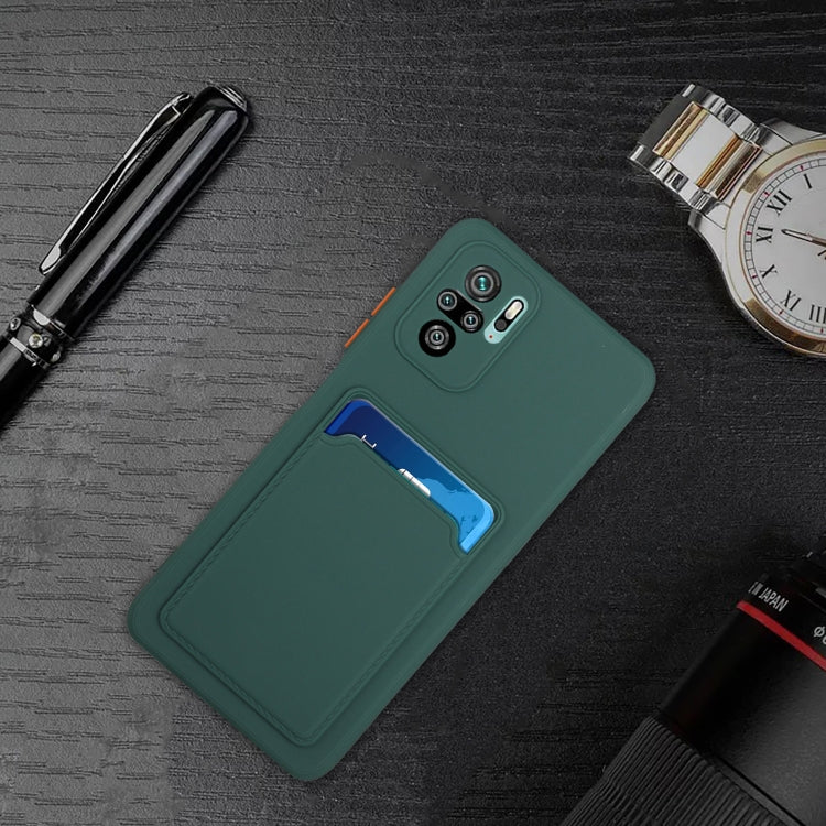 For Xiaomi Redmi Note 10 Pro Card Slot Design Shockproof TPU Protective Case(Dark Green) by buy2fix