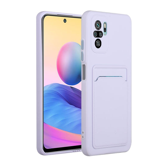 For Xiaomi Redmi Note 10 Pro Card Slot Design Shockproof TPU Protective Case(Purple)