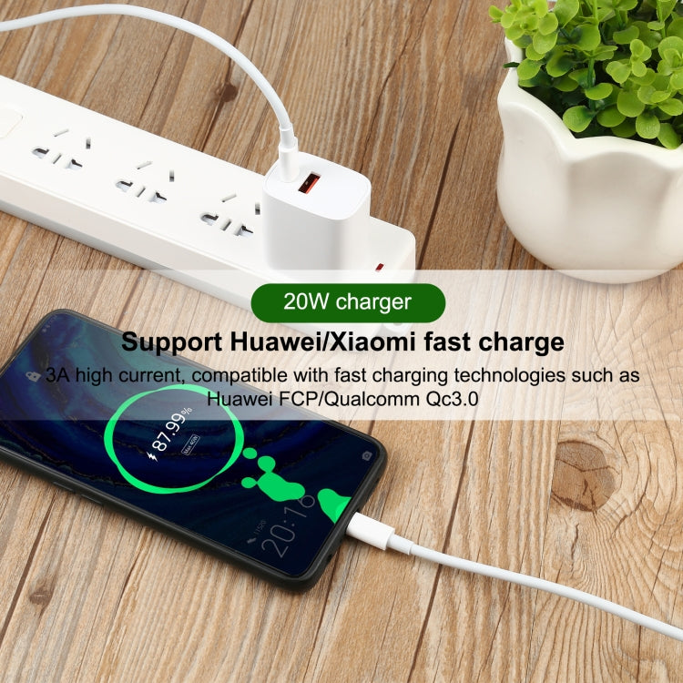 U087 20W USB-C / Type-C + USB Ports Charger with 100W Type-C to Type-C Fast Charging Cable 1m, US Plug - USB Charger by buy2fix | Online Shopping UK | buy2fix