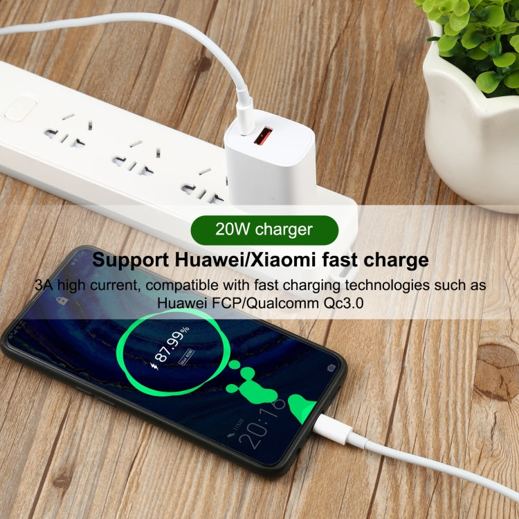 T087 20W USB-C / Type-C + USB Ports Charger with 100W Type-C to Type-C Fast Charging Cable 1m, EU Plug - USB Charger by buy2fix | Online Shopping UK | buy2fix