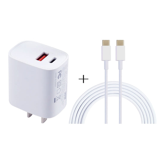 U087 20W USB-C / Type-C + USB Ports Charger with 100W Type-C to Type-C Fast Charging Cable 2m, US Plug - USB Charger by buy2fix | Online Shopping UK | buy2fix
