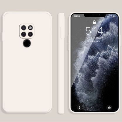 For Huawei Mate 20 Solid Color Imitation Liquid Silicone Straight Edge Dropproof Full Coverage Protective Case(White) - Huawei Cases by buy2fix | Online Shopping UK | buy2fix