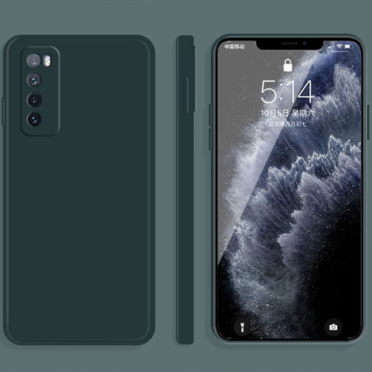 For Huawei nova 7 5G Solid Color Imitation Liquid Silicone Straight Edge Dropproof Full Coverage Protective Case(Dark Green) - Huawei Cases by buy2fix | Online Shopping UK | buy2fix