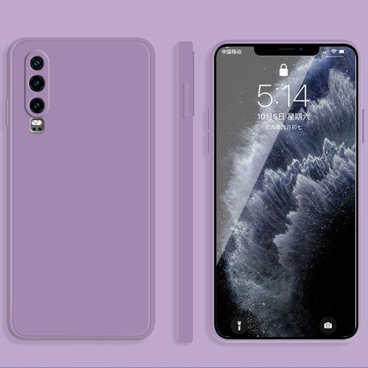 For Huawei P30 Solid Color Imitation Liquid Silicone Straight Edge Dropproof Full Coverage Protective Case(Purple) - Huawei Cases by buy2fix | Online Shopping UK | buy2fix