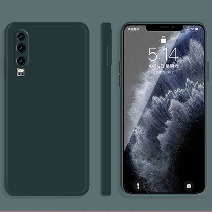 For Huawei P30 Solid Color Imitation Liquid Silicone Straight Edge Dropproof Full Coverage Protective Case(Dark Green) - Huawei Cases by buy2fix | Online Shopping UK | buy2fix