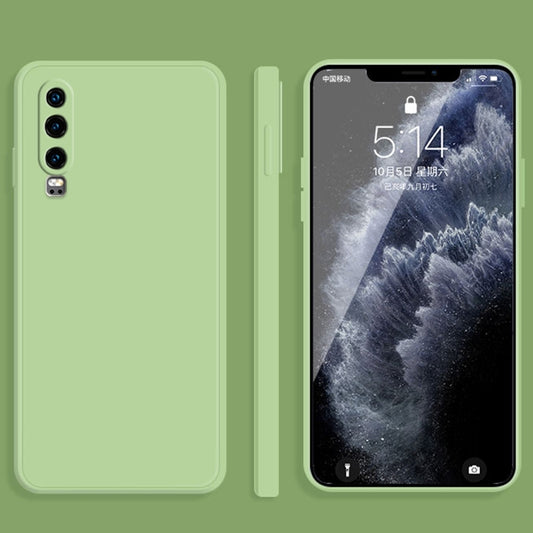 For Huawei P30 Solid Color Imitation Liquid Silicone Straight Edge Dropproof Full Coverage Protective Case(Matcha Green) - Huawei Cases by buy2fix | Online Shopping UK | buy2fix