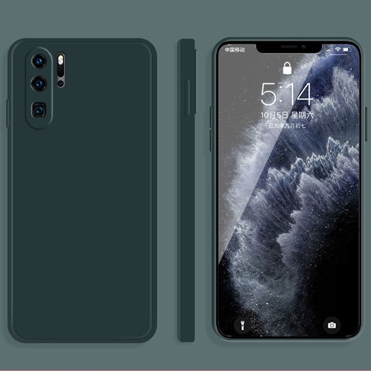 For Huawei P30 Pro Solid Color Imitation Liquid Silicone Straight Edge Dropproof Full Coverage Protective Case(Dark Green) - Huawei Cases by buy2fix | Online Shopping UK | buy2fix