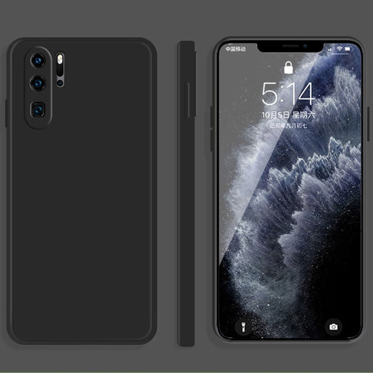 For Huawei P30 Pro Solid Color Imitation Liquid Silicone Straight Edge Dropproof Full Coverage Protective Case(Black)