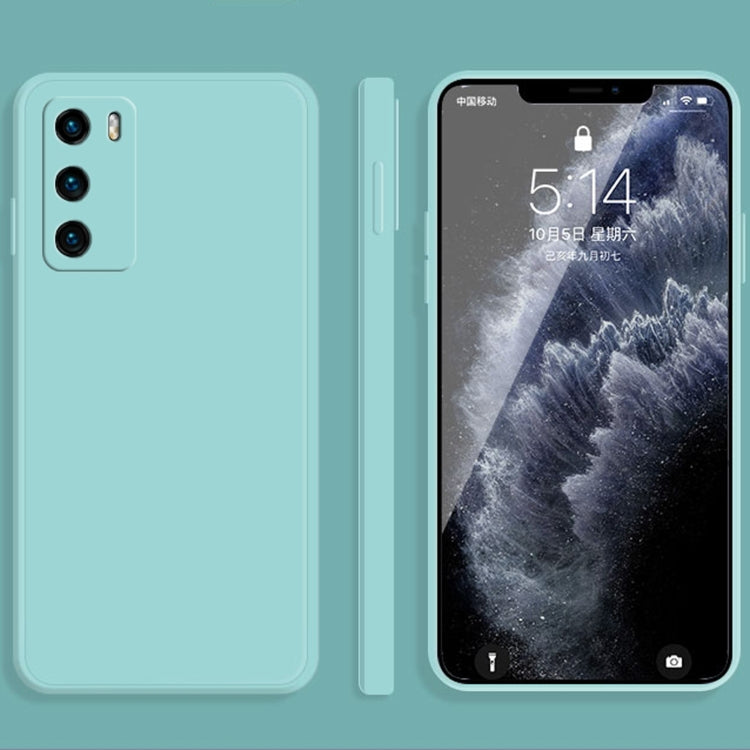 For Huawei P40 Solid Color Imitation Liquid Silicone Straight Edge Dropproof Full Coverage Protective Case(Sky Blue) - Huawei Cases by buy2fix | Online Shopping UK | buy2fix
