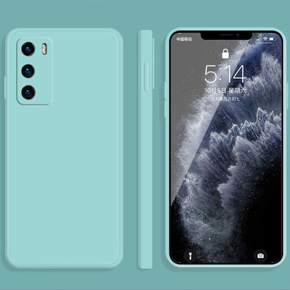 For Huawei P40 Solid Color Imitation Liquid Silicone Straight Edge Dropproof Full Coverage Protective Case(Sky Blue) - Huawei Cases by buy2fix | Online Shopping UK | buy2fix