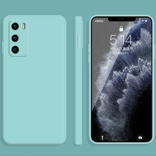 For Huawei P40 Solid Color Imitation Liquid Silicone Straight Edge Dropproof Full Coverage Protective Case(Sky Blue) - Huawei Cases by buy2fix | Online Shopping UK | buy2fix