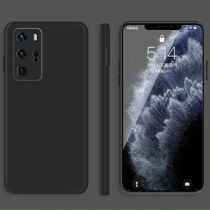For Huawei P40 Pro Solid Color Imitation Liquid Silicone Straight Edge Dropproof Full Coverage Protective Case(Black) - Huawei Cases by buy2fix | Online Shopping UK | buy2fix