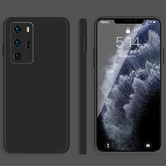 For Huawei P40 Pro Solid Color Imitation Liquid Silicone Straight Edge Dropproof Full Coverage Protective Case(Black) - Huawei Cases by buy2fix | Online Shopping UK | buy2fix