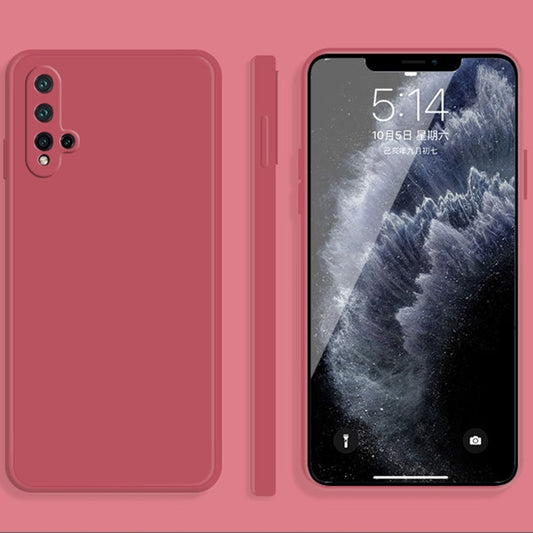 For Huawei nova 5 Pro Solid Color Imitation Liquid Silicone Straight Edge Dropproof Full Coverage Protective Case(Red) - Huawei Cases by buy2fix | Online Shopping UK | buy2fix