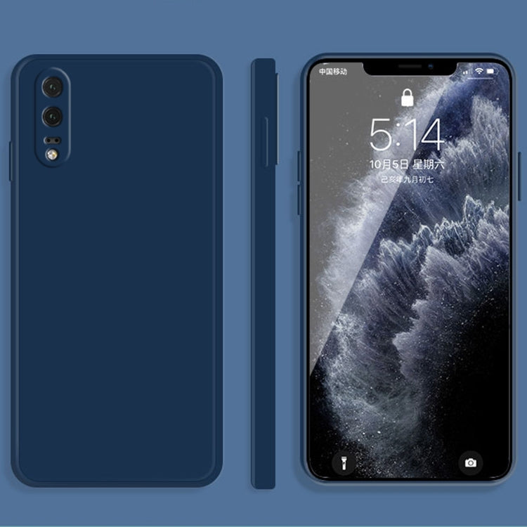 For Huawei P20 Solid Color Imitation Liquid Silicone Straight Edge Dropproof Full Coverage Protective Case(Blue) - Huawei Cases by buy2fix | Online Shopping UK | buy2fix
