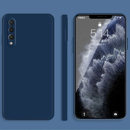 For Huawei P20 Pro Solid Color Imitation Liquid Silicone Straight Edge Dropproof Full Coverage Protective Case(Blue) - Huawei Cases by buy2fix | Online Shopping UK | buy2fix