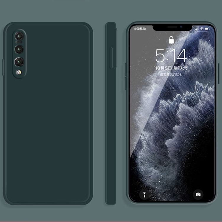 For Huawei P20 Pro Solid Color Imitation Liquid Silicone Straight Edge Dropproof Full Coverage Protective Case(Dark Green) - Huawei Cases by buy2fix | Online Shopping UK | buy2fix