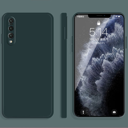 For Huawei P20 Pro Solid Color Imitation Liquid Silicone Straight Edge Dropproof Full Coverage Protective Case(Dark Green) - Huawei Cases by buy2fix | Online Shopping UK | buy2fix