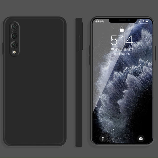 For Huawei P20 Pro Solid Color Imitation Liquid Silicone Straight Edge Dropproof Full Coverage Protective Case(Black) - Huawei Cases by buy2fix | Online Shopping UK | buy2fix