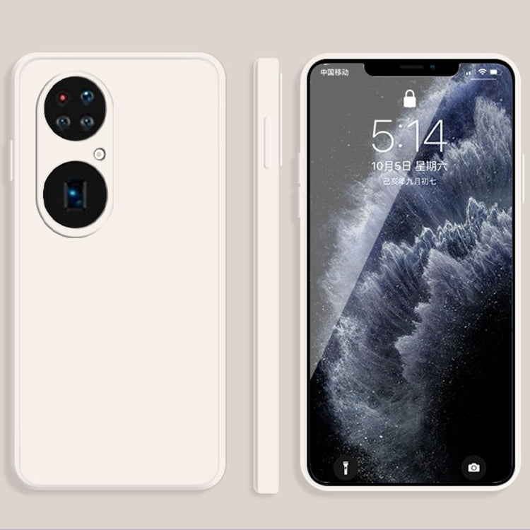For Huawei P50 Pro Solid Color Imitation Liquid Silicone Straight Edge Dropproof Full Coverage Protective Case(White) - Huawei Cases by buy2fix | Online Shopping UK | buy2fix
