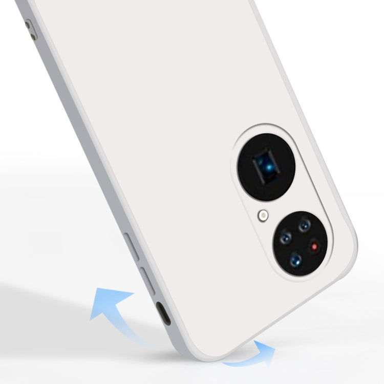 For Huawei P50 Pro Solid Color Imitation Liquid Silicone Straight Edge Dropproof Full Coverage Protective Case(White) - Huawei Cases by buy2fix | Online Shopping UK | buy2fix