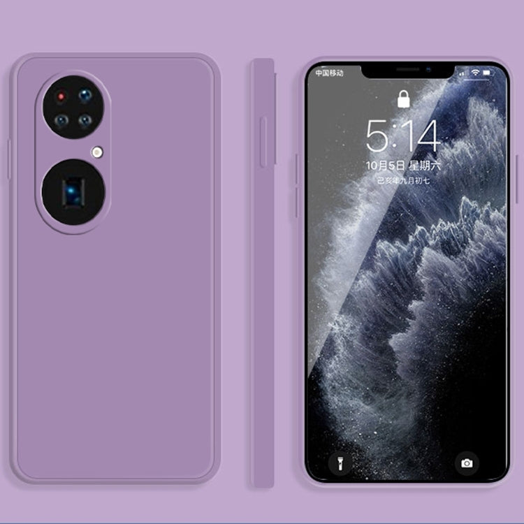 For Huawei P50 Pro Solid Color Imitation Liquid Silicone Straight Edge Dropproof Full Coverage Protective Case(Purple) - Huawei Cases by buy2fix | Online Shopping UK | buy2fix