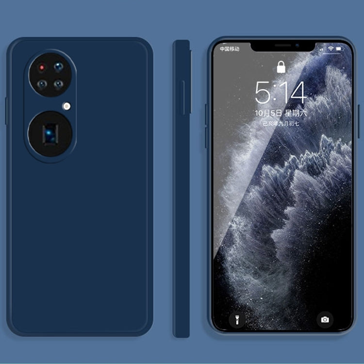 For Huawei P50 Pro Solid Color Imitation Liquid Silicone Straight Edge Dropproof Full Coverage Protective Case(Blue) - Huawei Cases by buy2fix | Online Shopping UK | buy2fix