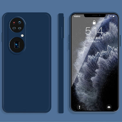 For Huawei P50 Pro Solid Color Imitation Liquid Silicone Straight Edge Dropproof Full Coverage Protective Case(Blue) - Huawei Cases by buy2fix | Online Shopping UK | buy2fix