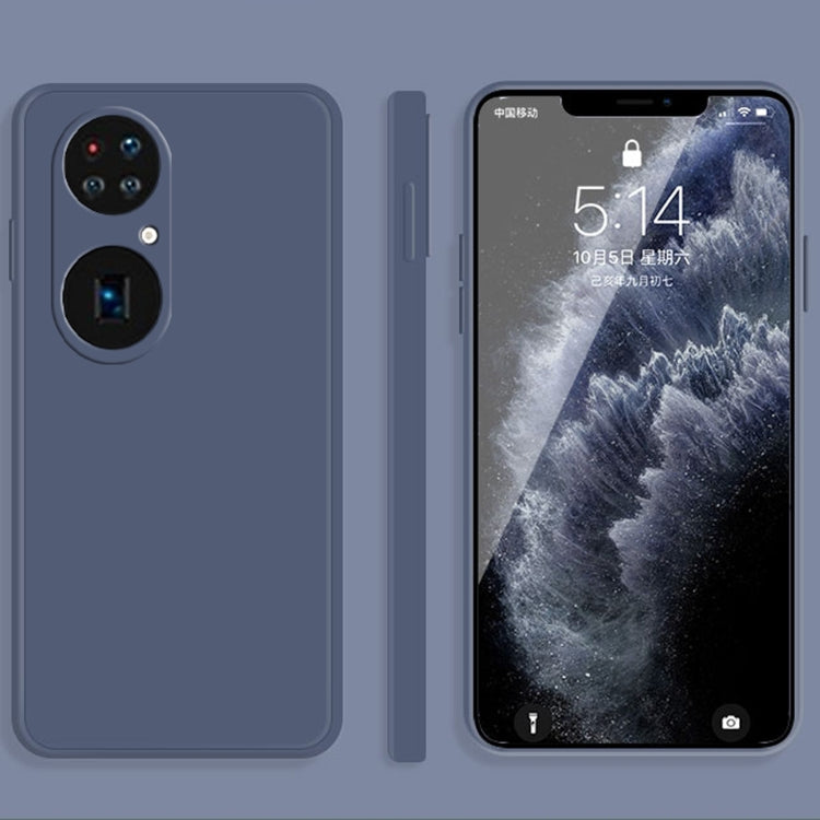 For Huawei P50 Pro Solid Color Imitation Liquid Silicone Straight Edge Dropproof Full Coverage Protective Case(Grey) - Huawei Cases by buy2fix | Online Shopping UK | buy2fix