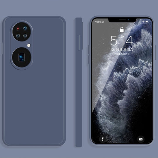For Huawei P50 Pro Solid Color Imitation Liquid Silicone Straight Edge Dropproof Full Coverage Protective Case(Grey)