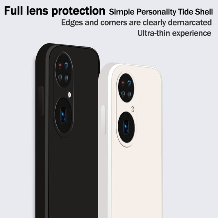 For Huawei P50 Pro Solid Color Imitation Liquid Silicone Straight Edge Dropproof Full Coverage Protective Case(Dark Green) - Huawei Cases by buy2fix | Online Shopping UK | buy2fix