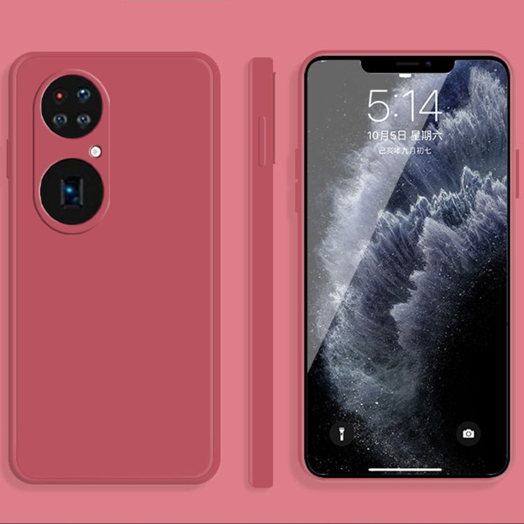 For Huawei P50 Pro Solid Color Imitation Liquid Silicone Straight Edge Dropproof Full Coverage Protective Case(Red) - Huawei Cases by buy2fix | Online Shopping UK | buy2fix