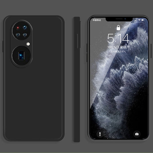 For Huawei P50 Pro Solid Color Imitation Liquid Silicone Straight Edge Dropproof Full Coverage Protective Case(Black) - Huawei Cases by buy2fix | Online Shopping UK | buy2fix