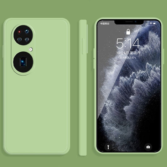 For Huawei P50 Pro Solid Color Imitation Liquid Silicone Straight Edge Dropproof Full Coverage Protective Case(Matcha Green) - Huawei Cases by buy2fix | Online Shopping UK | buy2fix